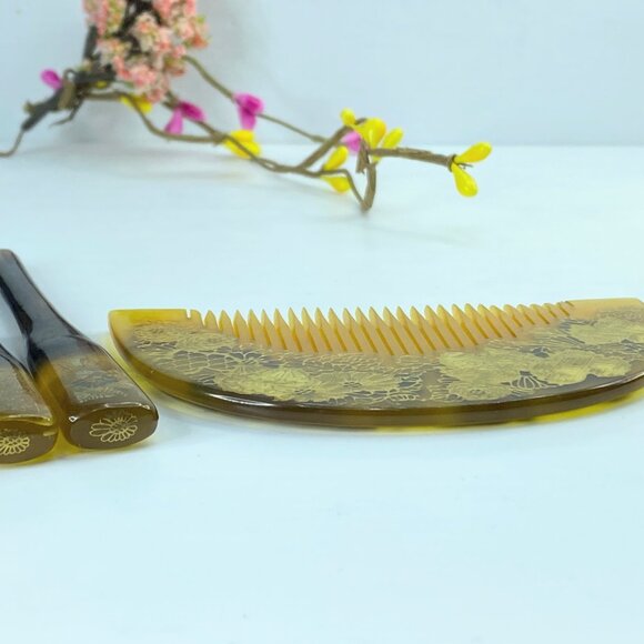 Japanese Kanzashi Kougai faux turtle resin kimono hair ornament 36.7g GS614